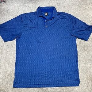 FootJoy Golf Polo Shirt XL Royal Blue Performance Lightweight Stretch Geometric